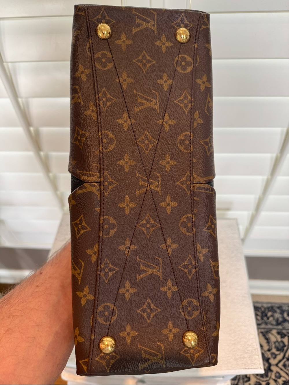 Louis Vuitton Brown Monogram with Black V-Panel Shoulder Bag - Picture 7 of 14